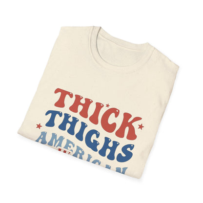 T-Shirt — "Thick Thighs American Vibes" Retro Patriotic Graphic Tee