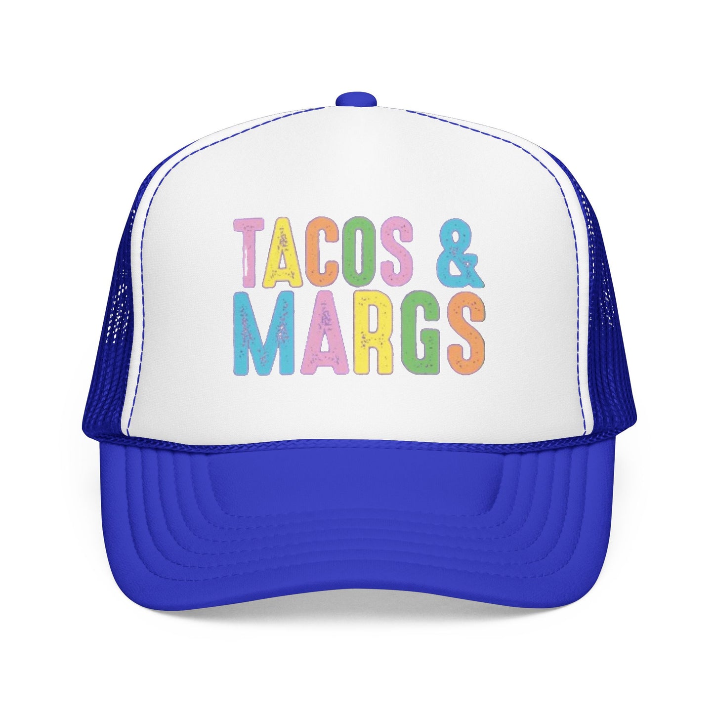 Trucker Hat — "Tacos & Margs" Colorful Retro Foam Mesh Cap