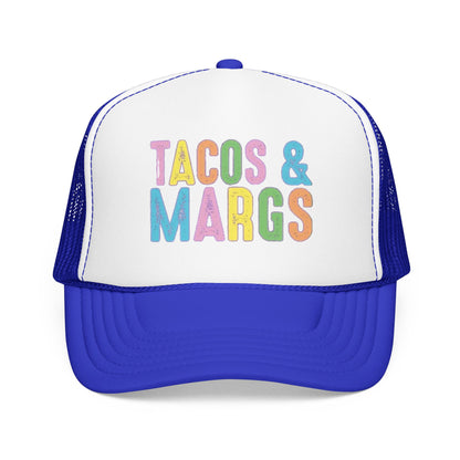 Trucker Hat — "Tacos & Margs" Colorful Retro Foam Mesh Cap