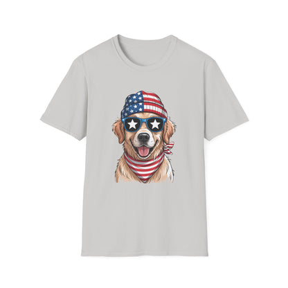 Patriotic Golden Retriever T‑Shirt — American Flag Dog Graphic Tee (4th of July)