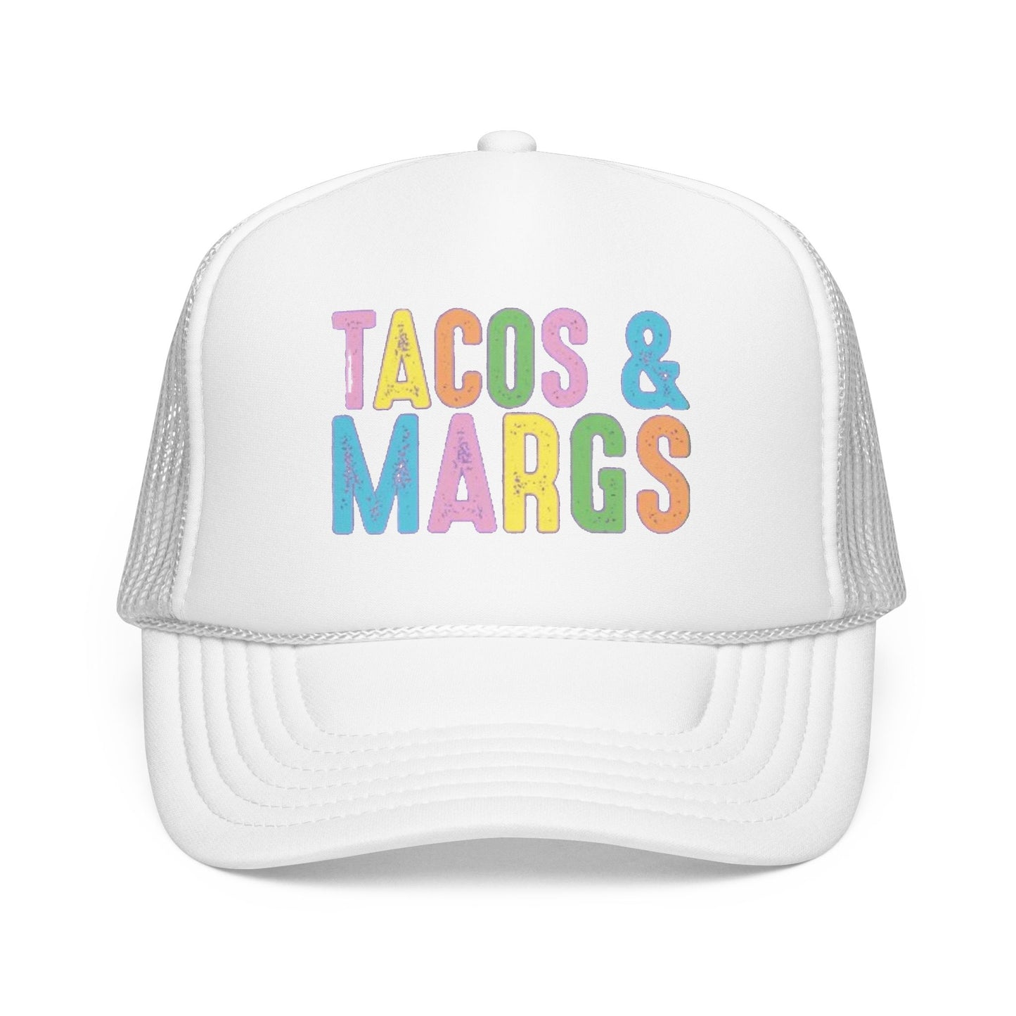 Trucker Hat — "Tacos & Margs" Colorful Retro Foam Mesh Cap