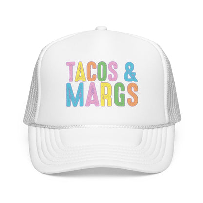 Trucker Hat — "Tacos & Margs" Colorful Retro Foam Mesh Cap