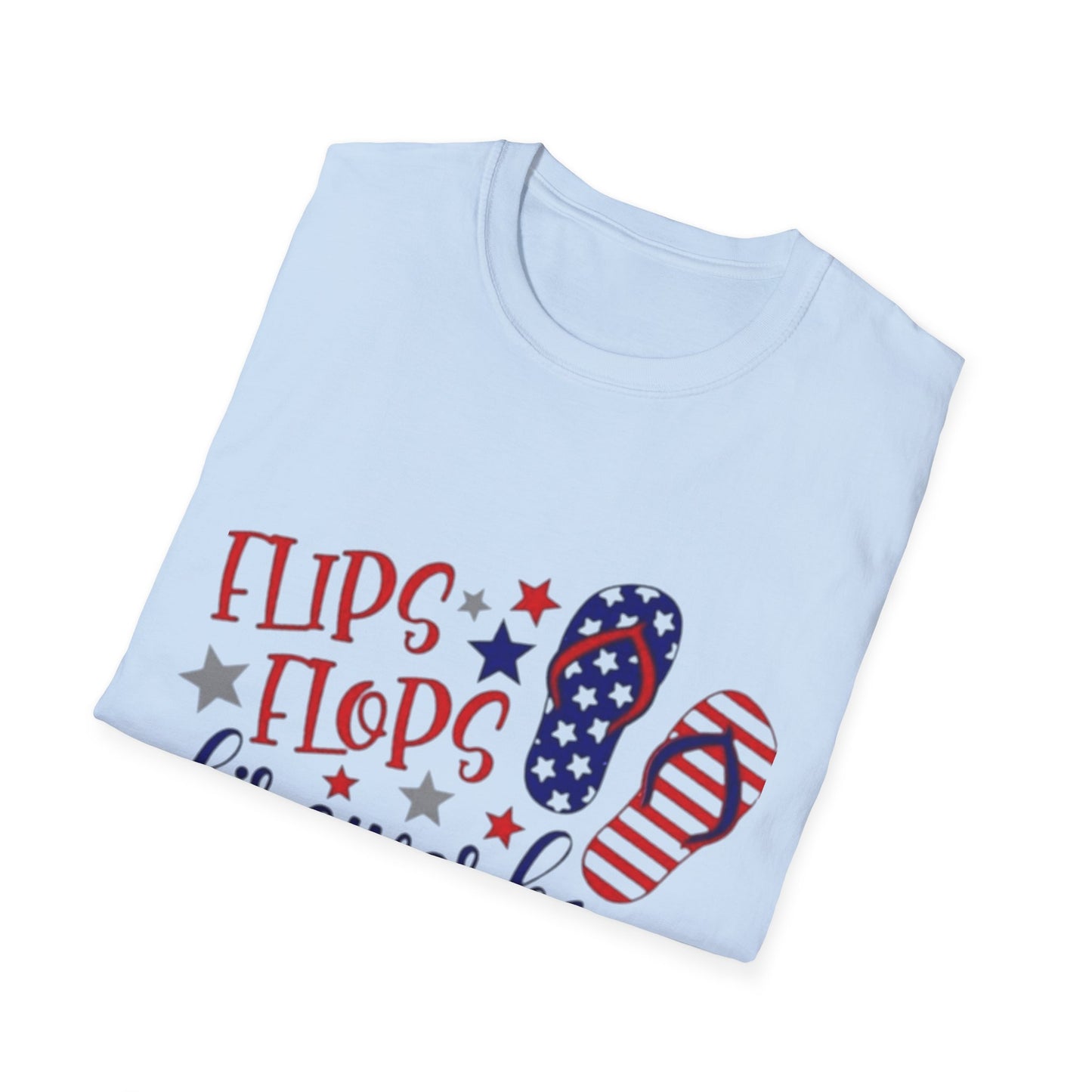 T-Shirt — "Flips Flops Fireworks & Freedom" Patriotic Fourth of July Tee