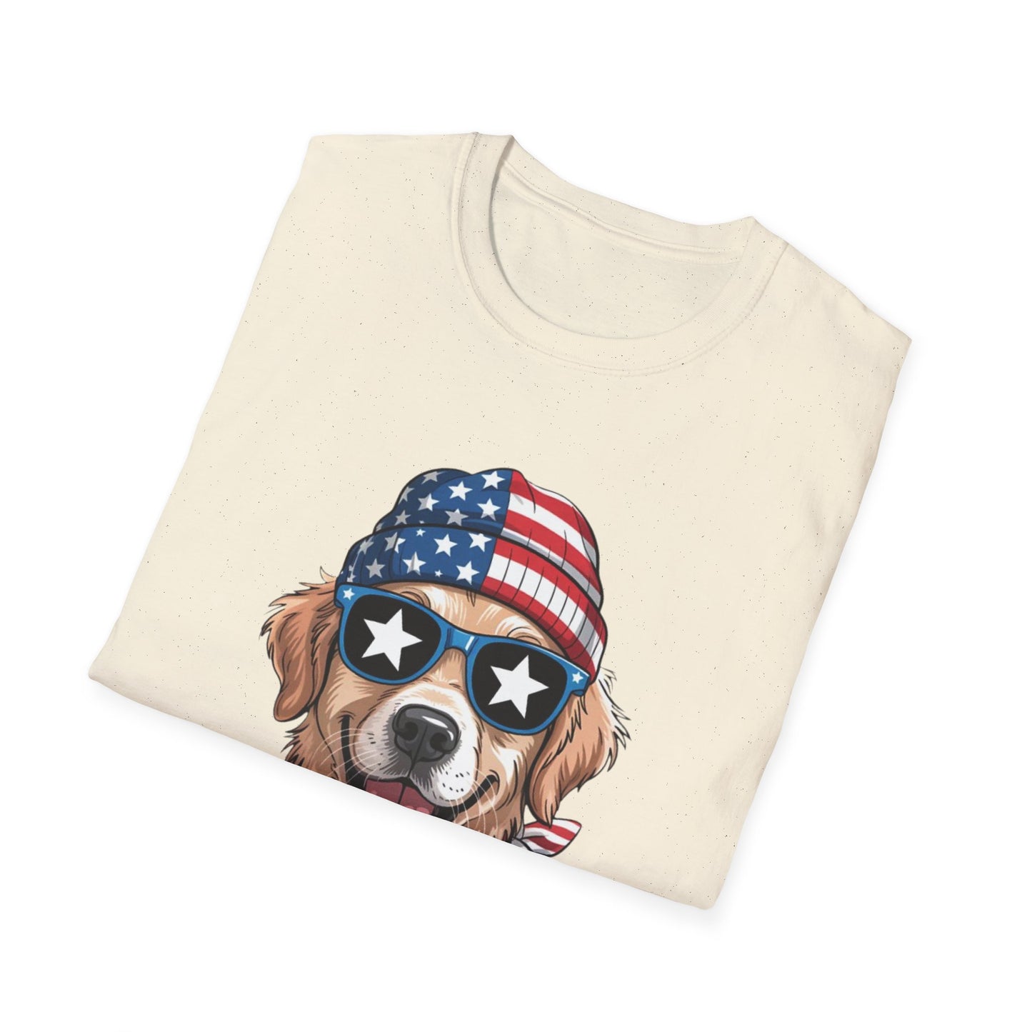 Patriotic Golden Retriever T‑Shirt — American Flag Dog Graphic Tee (4th of July)