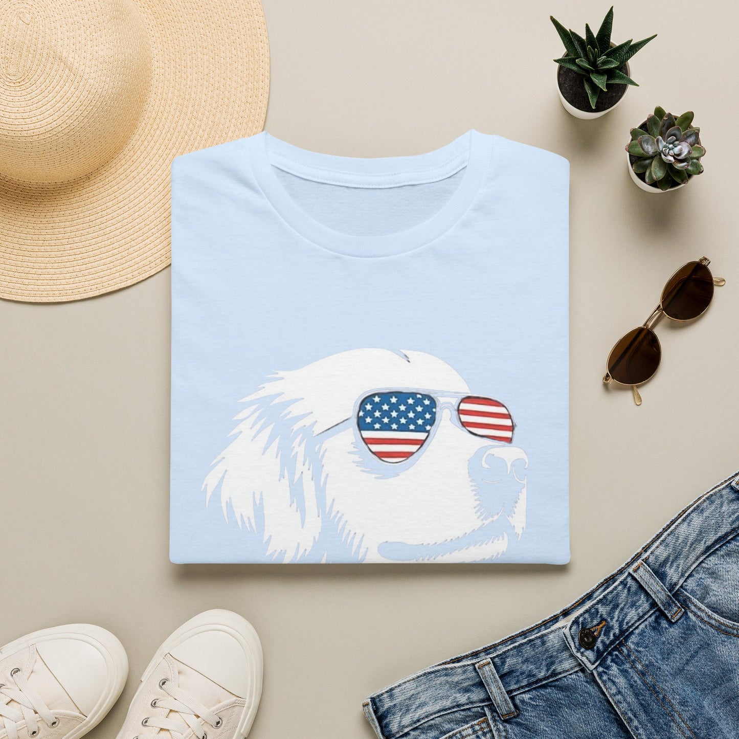 Patriotic Dog Tee — ‘Merica Sunglasses American Flag T-Shirt