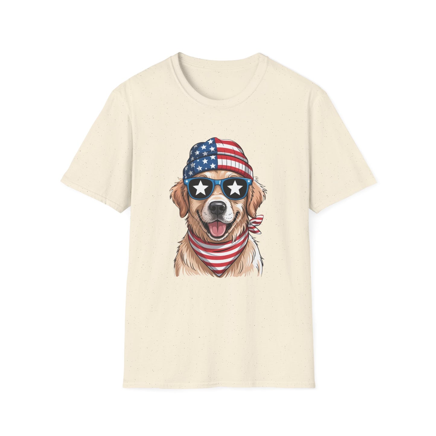 Patriotic Golden Retriever T‑Shirt — American Flag Dog Graphic Tee (4th of July)