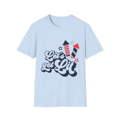 Let's Get Lit Fireworks T-Shirt — 4th of July Patriotic Party Tee