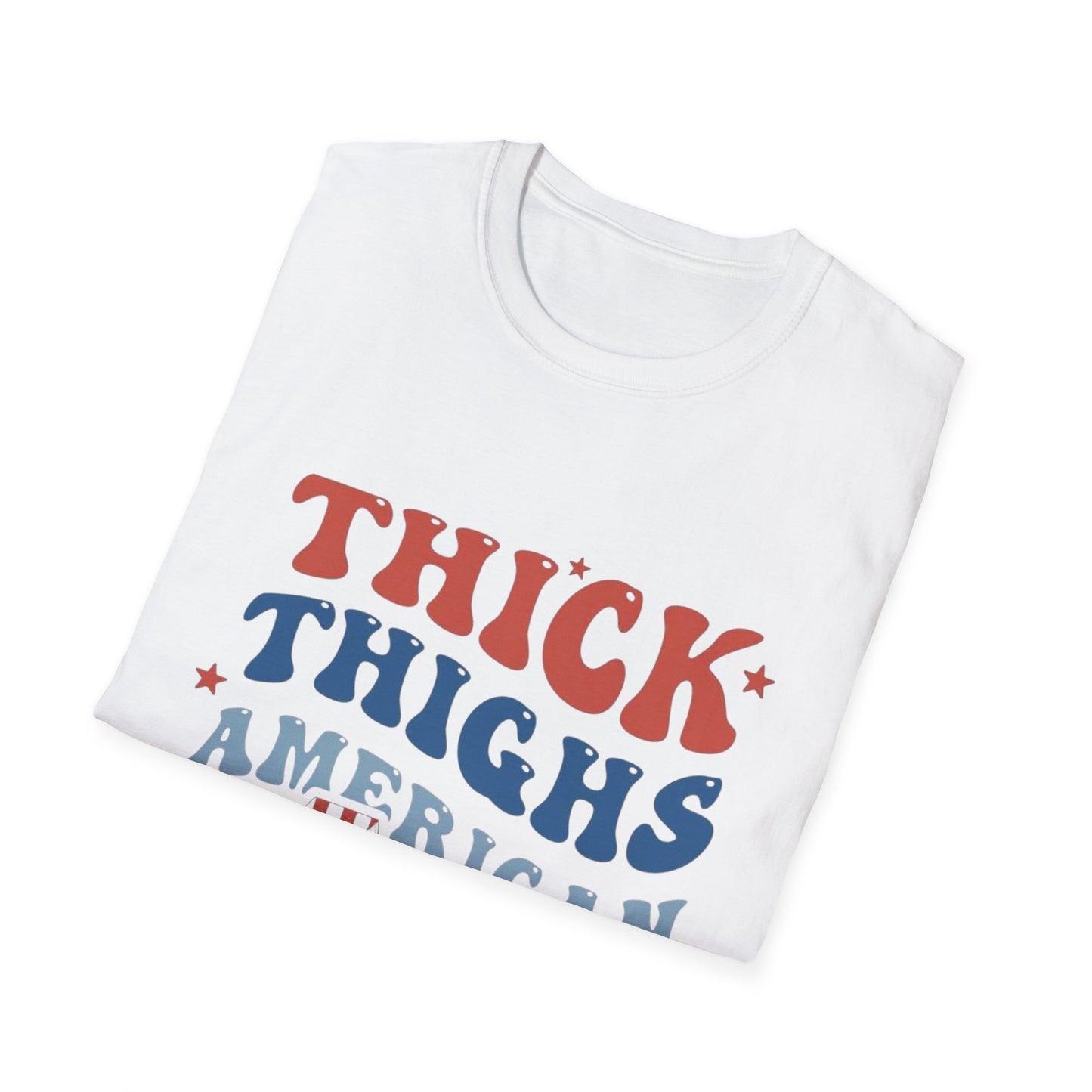 T-Shirt — "Thick Thighs American Vibes" Retro Patriotic Graphic Tee