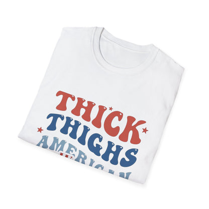 T-Shirt — "Thick Thighs American Vibes" Retro Patriotic Graphic Tee
