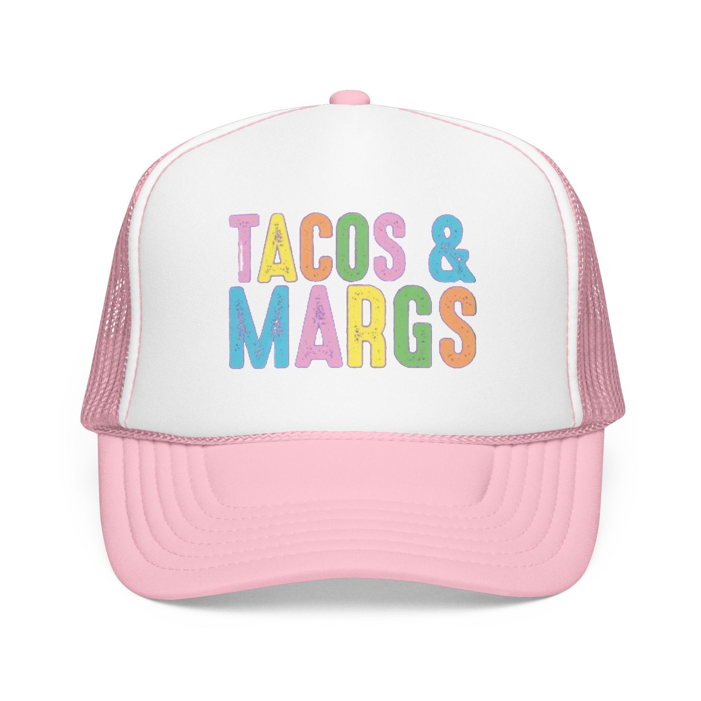 Trucker Hat — "Tacos & Margs" Colorful Retro Foam Mesh Cap