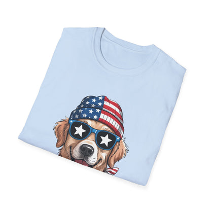 Patriotic Golden Retriever T‑Shirt — American Flag Dog Graphic Tee (4th of July)