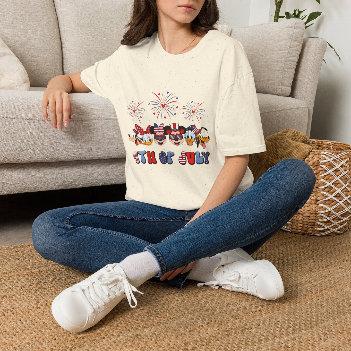 4th of July Graphic T-Shirt — Patriotic Fireworks & USA Icons Tee