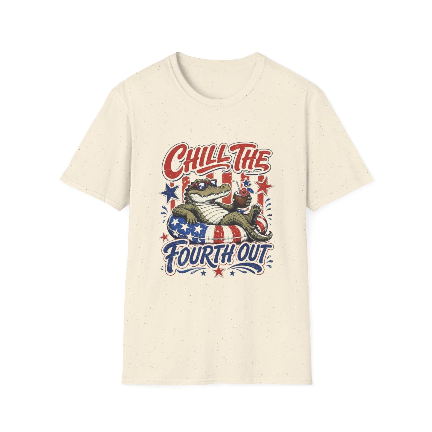 Chill The Fourth Out T‑Shirt — Retro Alligator Patriotic 4th of July Tee