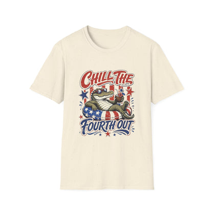 Chill The Fourth Out T‑Shirt — Retro Alligator Patriotic 4th of July Tee