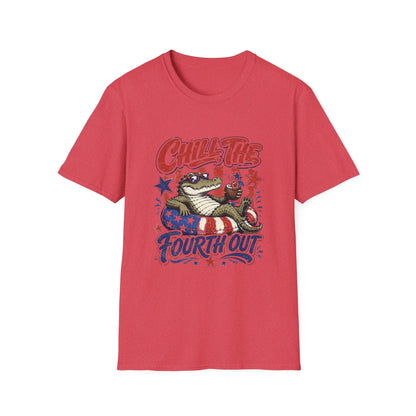 Chill The Fourth Out T‑Shirt — Retro Alligator Patriotic 4th of July Tee