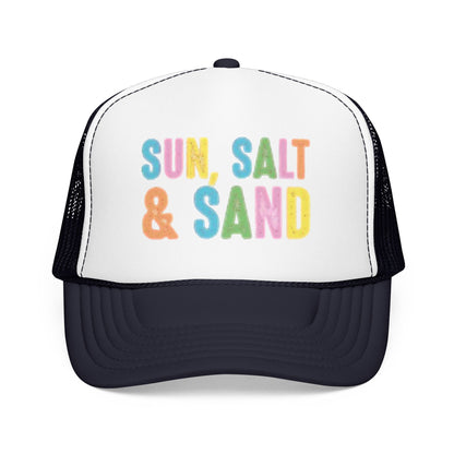 Sun, Salt & Sand Trucker Hat — Colorful Beach Foam Cap