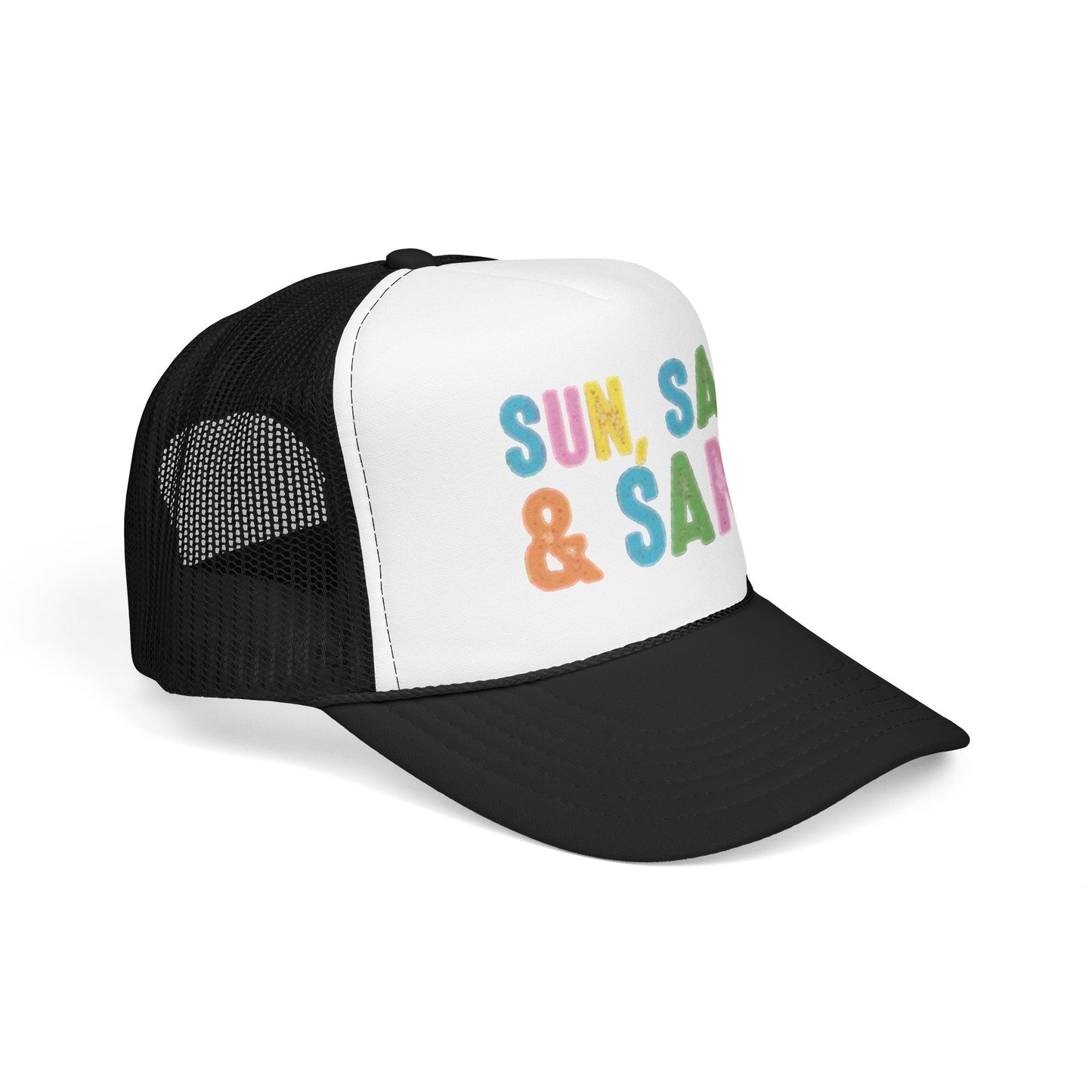 Sun, Salt & Sand Trucker Hat — Colorful Beach Foam Cap