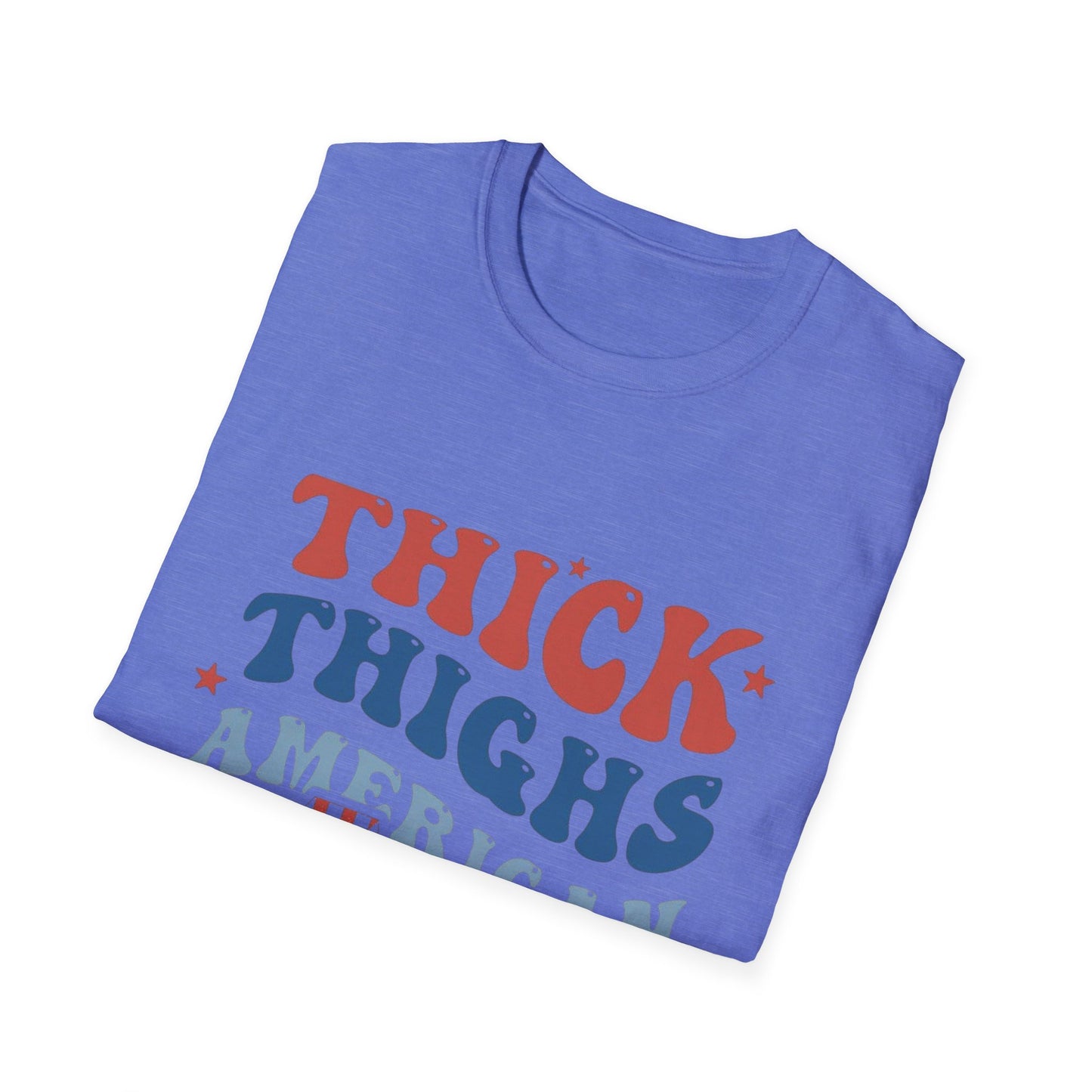 T-Shirt — "Thick Thighs American Vibes" Retro Patriotic Graphic Tee