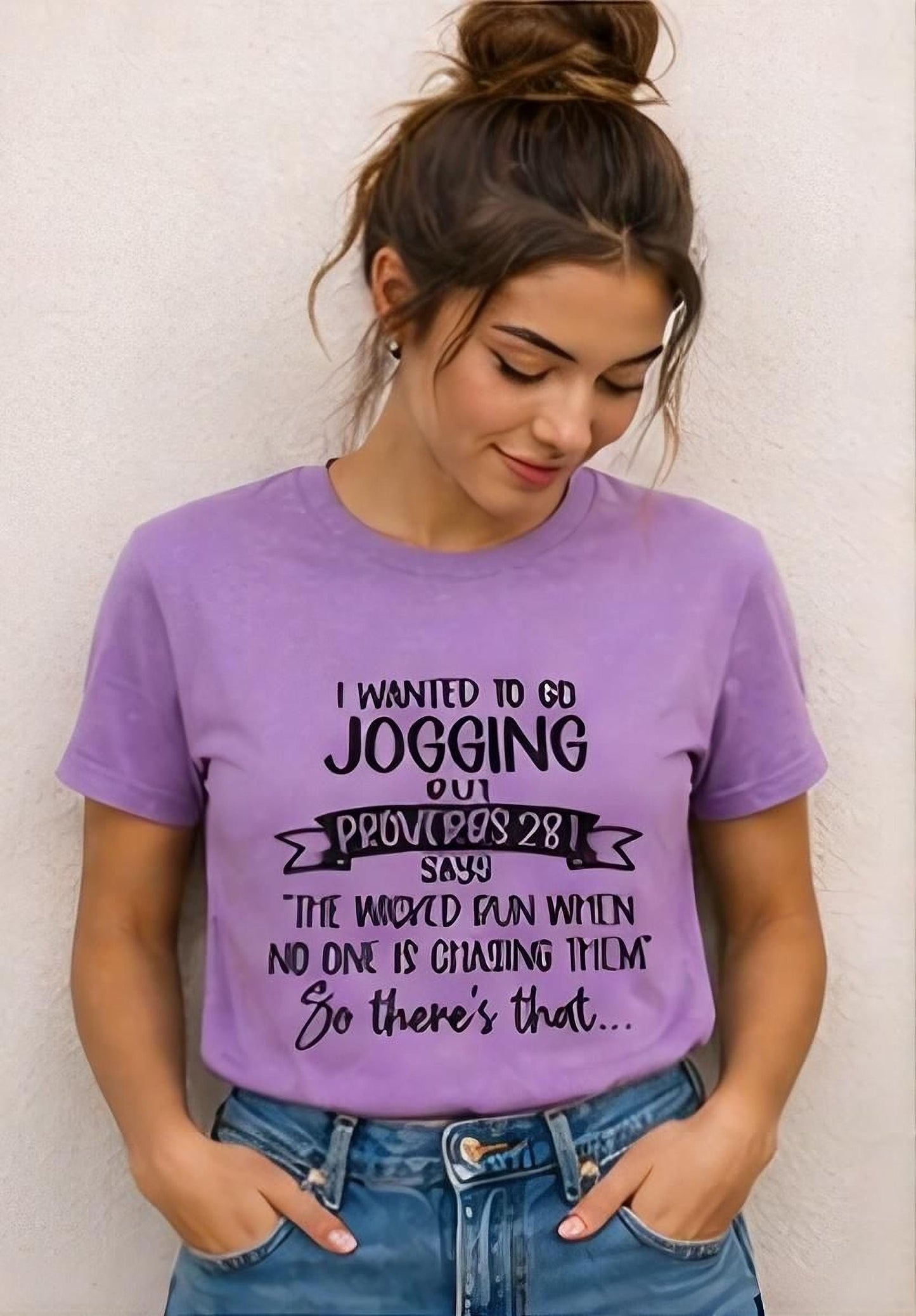 Proverbs 28:1 Jogging Quote Tee | Funny Christian Shirt