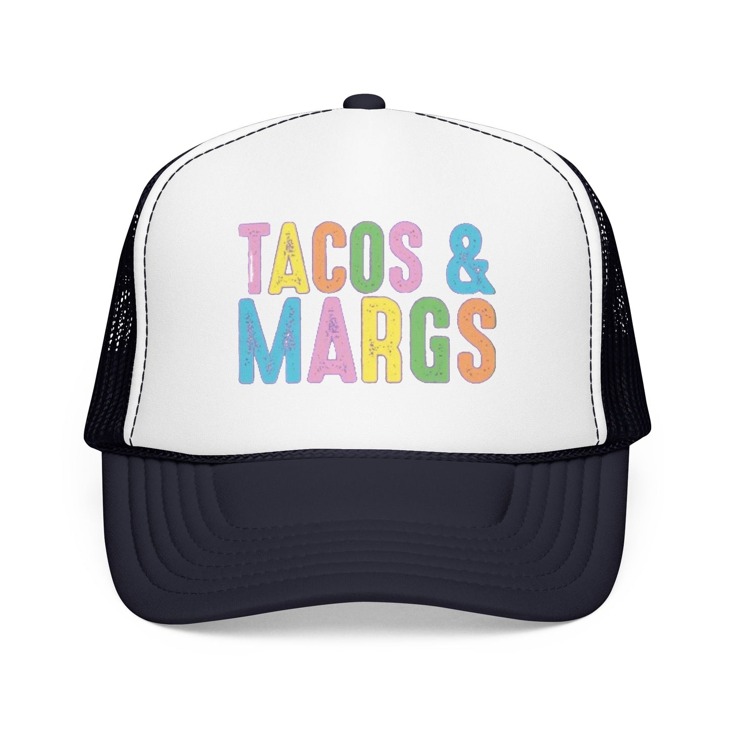 Trucker Hat — "Tacos & Margs" Colorful Retro Foam Mesh Cap