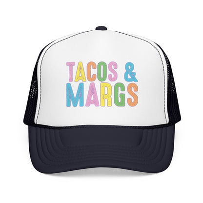 Trucker Hat — "Tacos & Margs" Colorful Retro Foam Mesh Cap