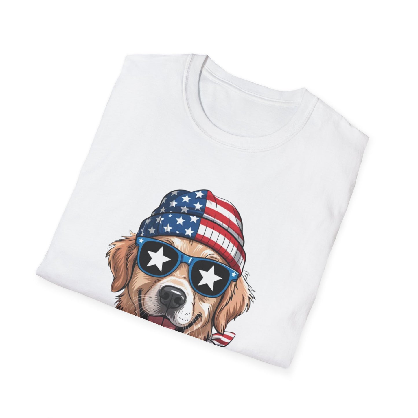 Patriotic Golden Retriever T‑Shirt — American Flag Dog Graphic Tee (4th of July)