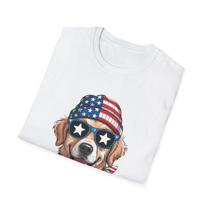 Patriotic Golden Retriever T‑Shirt — American Flag Dog Graphic Tee (4th of July)