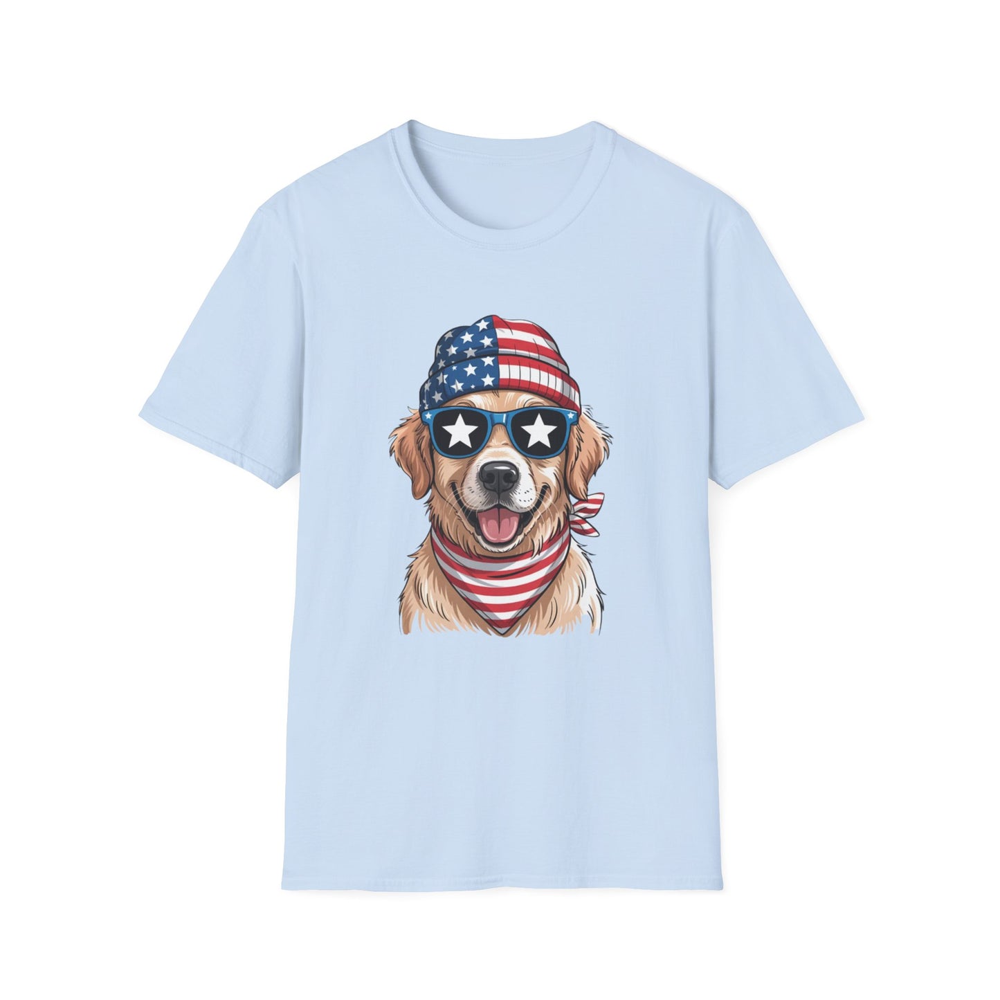 Patriotic Golden Retriever T‑Shirt — American Flag Dog Graphic Tee (4th of July)