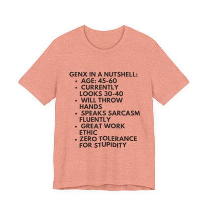 Gen X In A Nutshell Tee — Funny Vintage GenX Humor T-Shirt