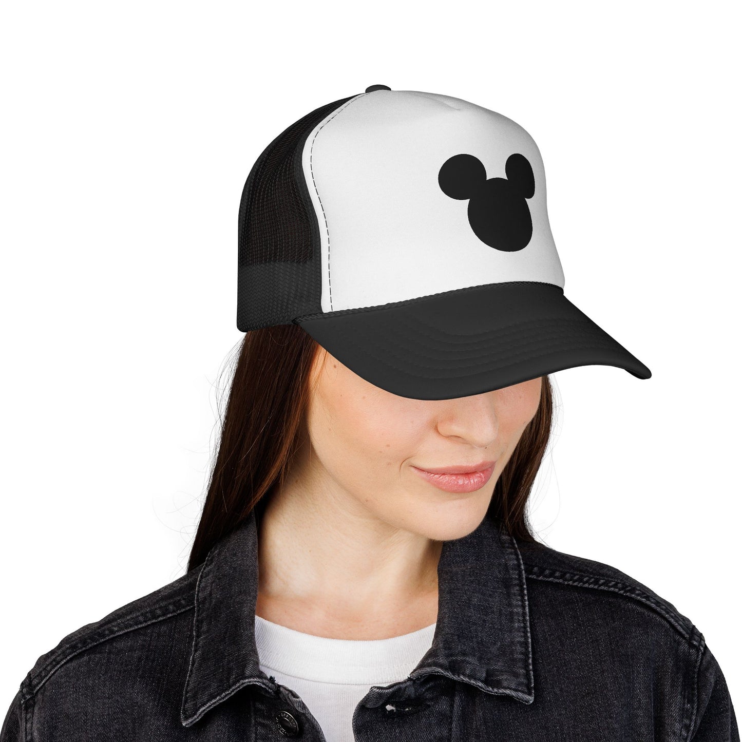 Mouse Silhouette Trucker | Black White Minimalist Cap