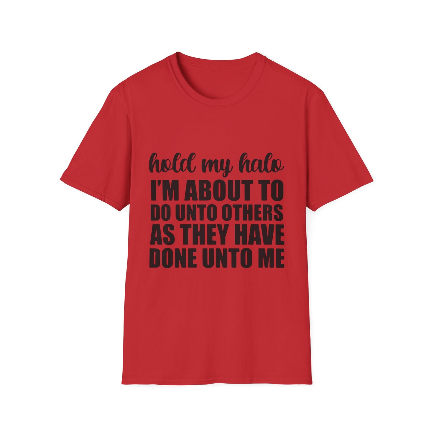 Hold My Halo I'm About To Do Unto Others As They Have Done Unto Me T-Shirt | Funny Quote Tee