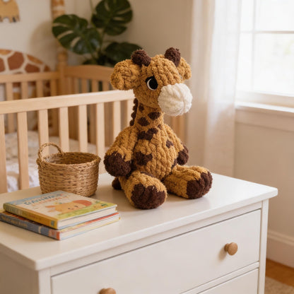 Handmade Crochet Giraffe Plush, Soft Amigurumi Stuffed Animal, Safari Nursery Decor