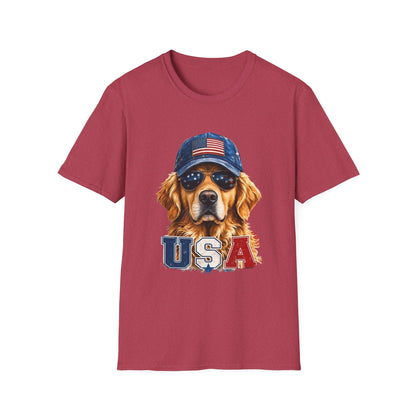 USA Golden Retriever Dog T-Shirt — Patriotic American Flag Tee
