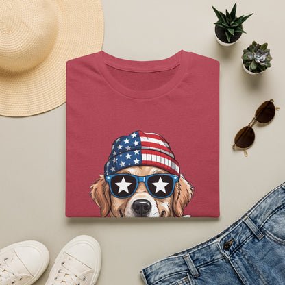 Patriotic Golden Retriever T‑Shirt — American Flag Dog Graphic Tee (4th of July)