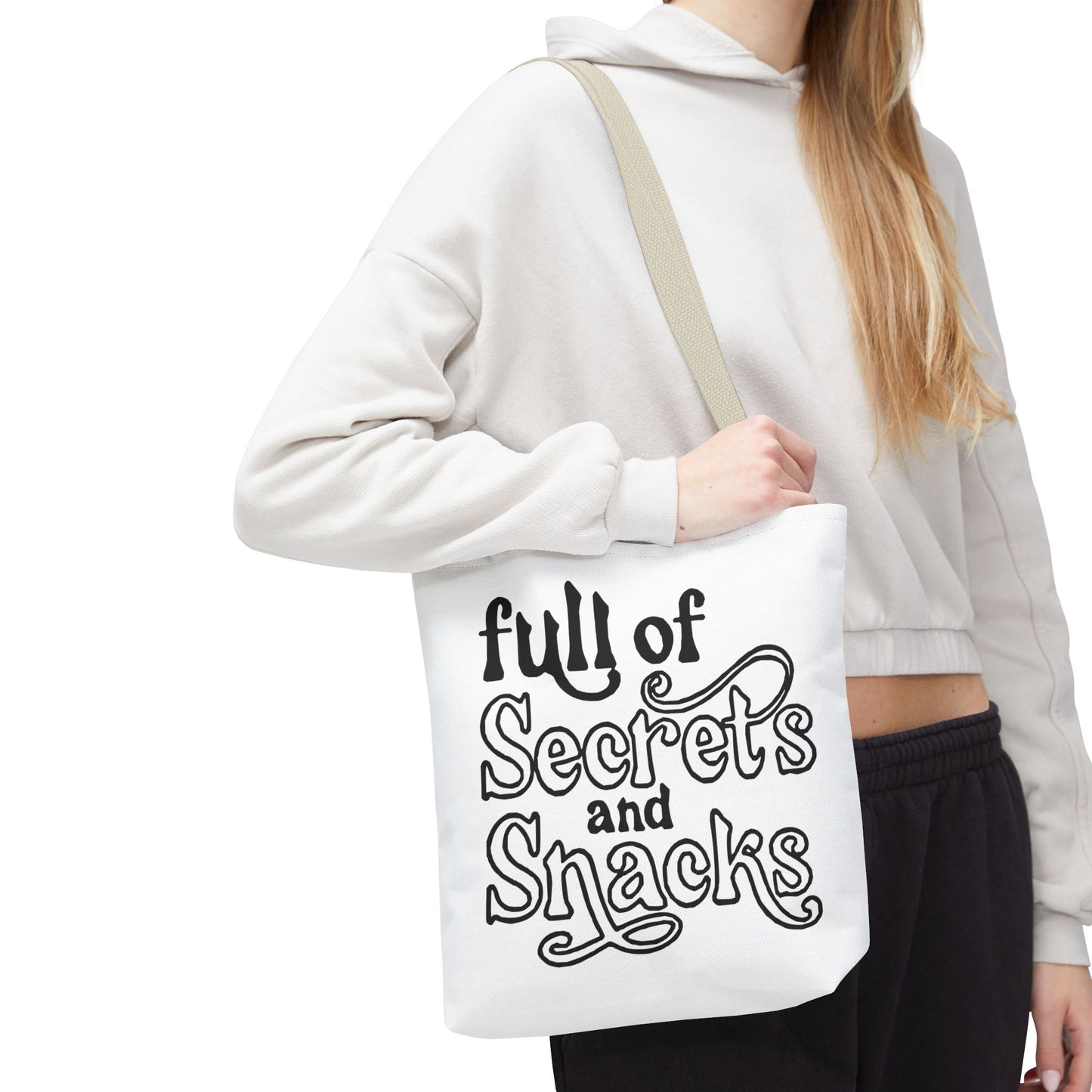 Tote Bag — "Full of Secrets and Snacks" Phrase Tote
