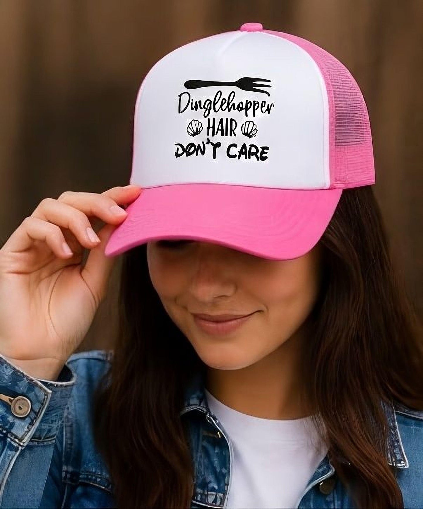 Dinglehopper Hair Don't Care Trucker style hat