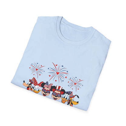 4th of July Graphic T-Shirt — Patriotic Fireworks & USA Icons Tee