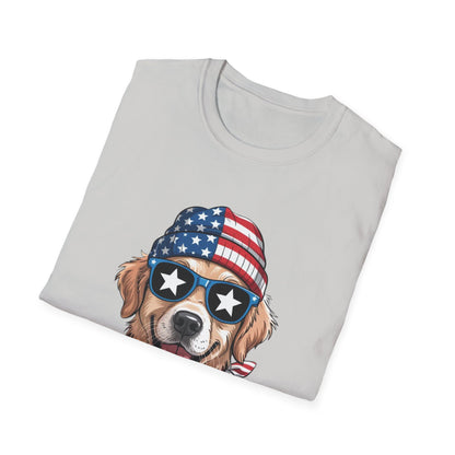 Patriotic Golden Retriever T‑Shirt — American Flag Dog Graphic Tee (4th of July)