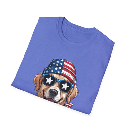 Patriotic Golden Retriever T‑Shirt — American Flag Dog Graphic Tee (4th of July)