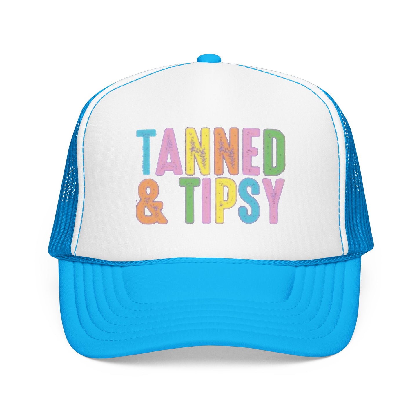 Tanned & Tipsy Trucker Hat — Colorful Summer Foam Cap