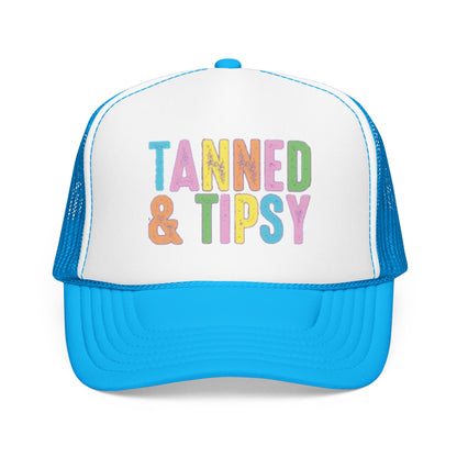 Tanned & Tipsy Trucker Hat — Colorful Summer Foam Cap