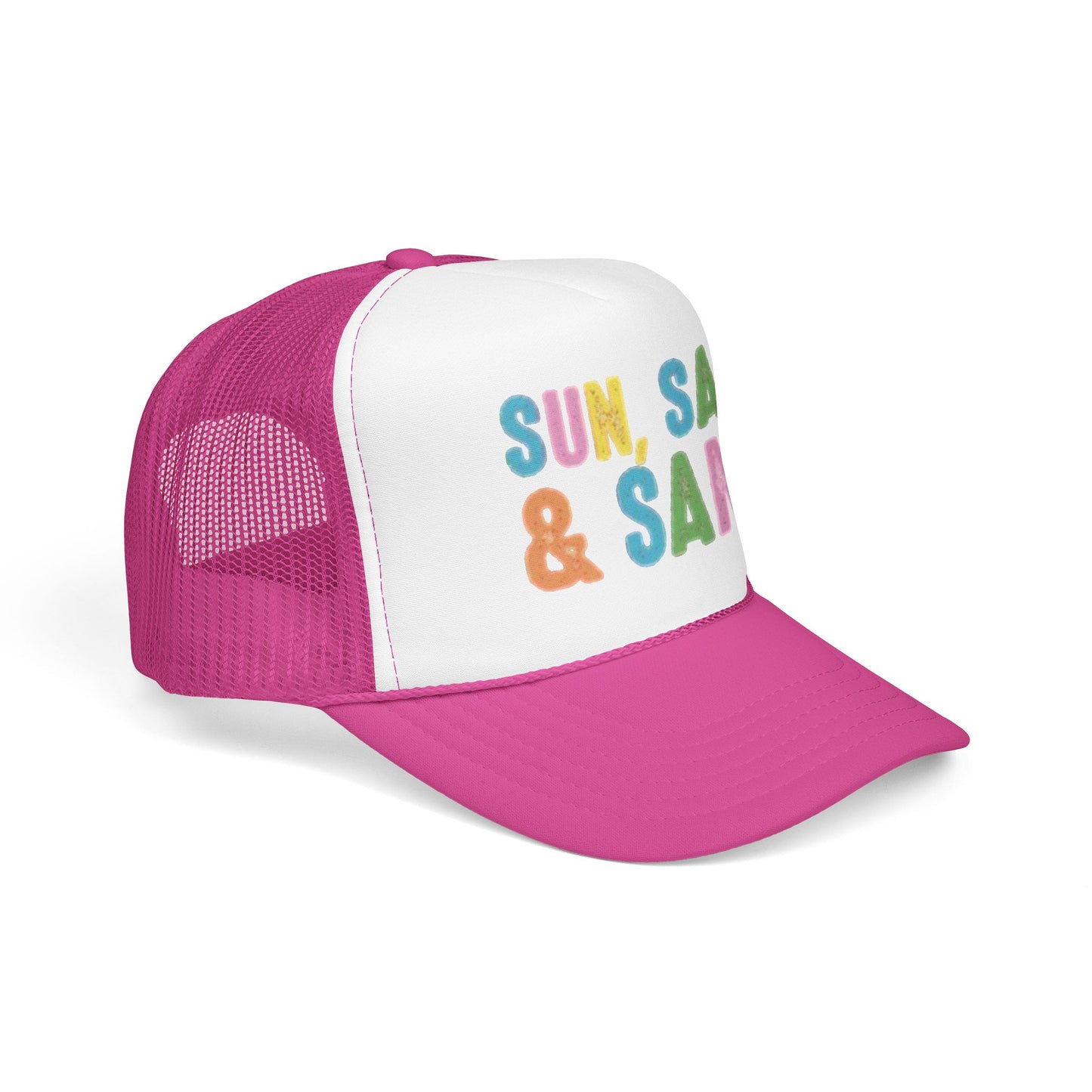 Sun, Salt & Sand Trucker Hat — Colorful Beach Foam Cap