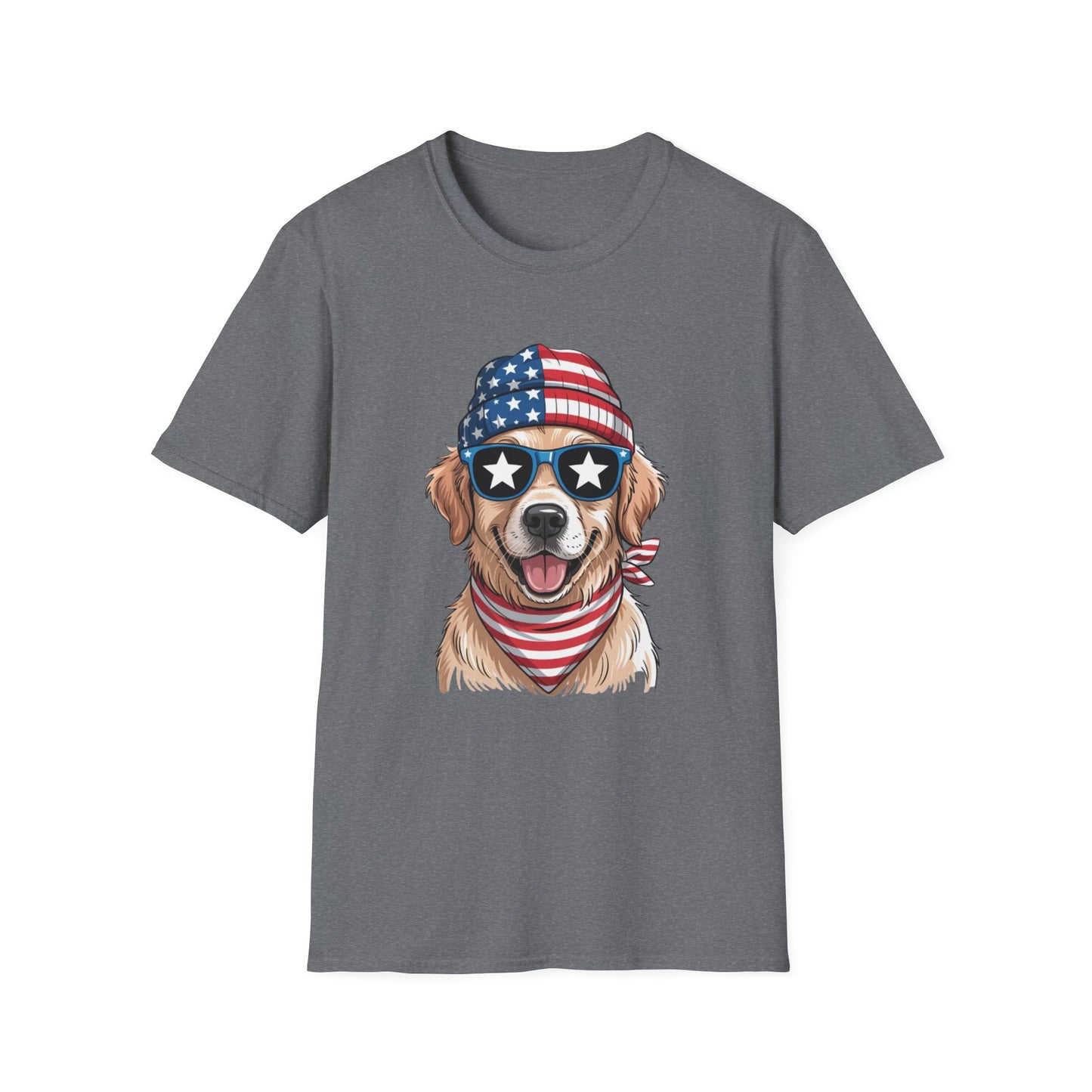Patriotic Golden Retriever T‑Shirt — American Flag Dog Graphic Tee (4th of July)