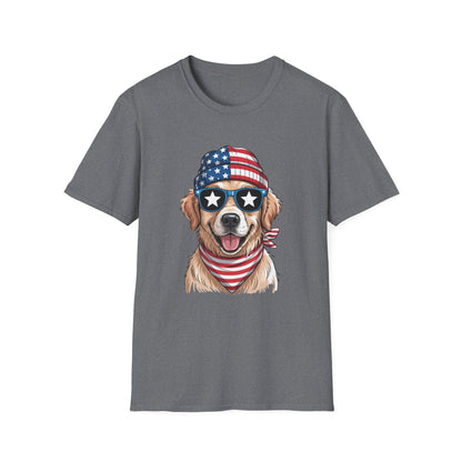 Patriotic Golden Retriever T‑Shirt — American Flag Dog Graphic Tee (4th of July)