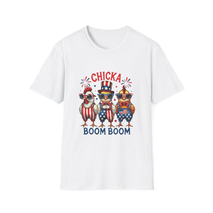 Chicka Boom Boom T-Shirt — Patriotic Trio Chickens 4th of July Tee