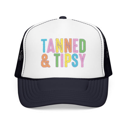 Tanned & Tipsy Trucker Hat — Colorful Summer Foam Cap