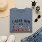 a blue t-shirt with the text "F-BOMB MOM WITH Tattoos" printed on it, along with a pair of jeans and sunglasses.