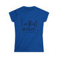 A blue t-shirt with the text "I'm that mom. #sorrornotsy" printed on it.