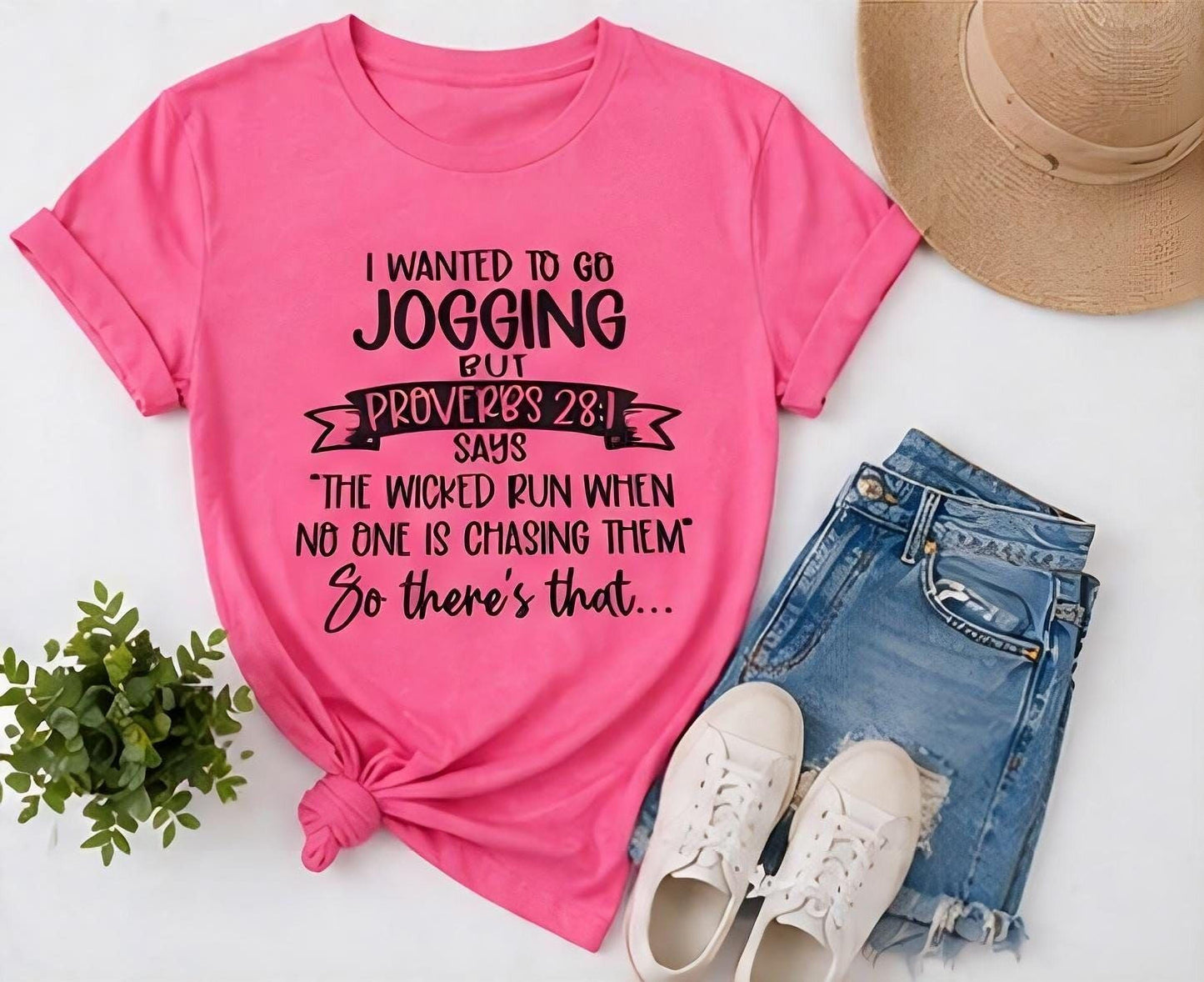 Proverbs 28:1 Jogging Quote Tee | Funny Christian Shirt