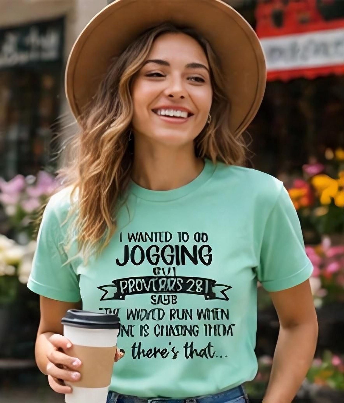 Proverbs 28:1 Jogging Quote Tee | Funny Christian Shirt